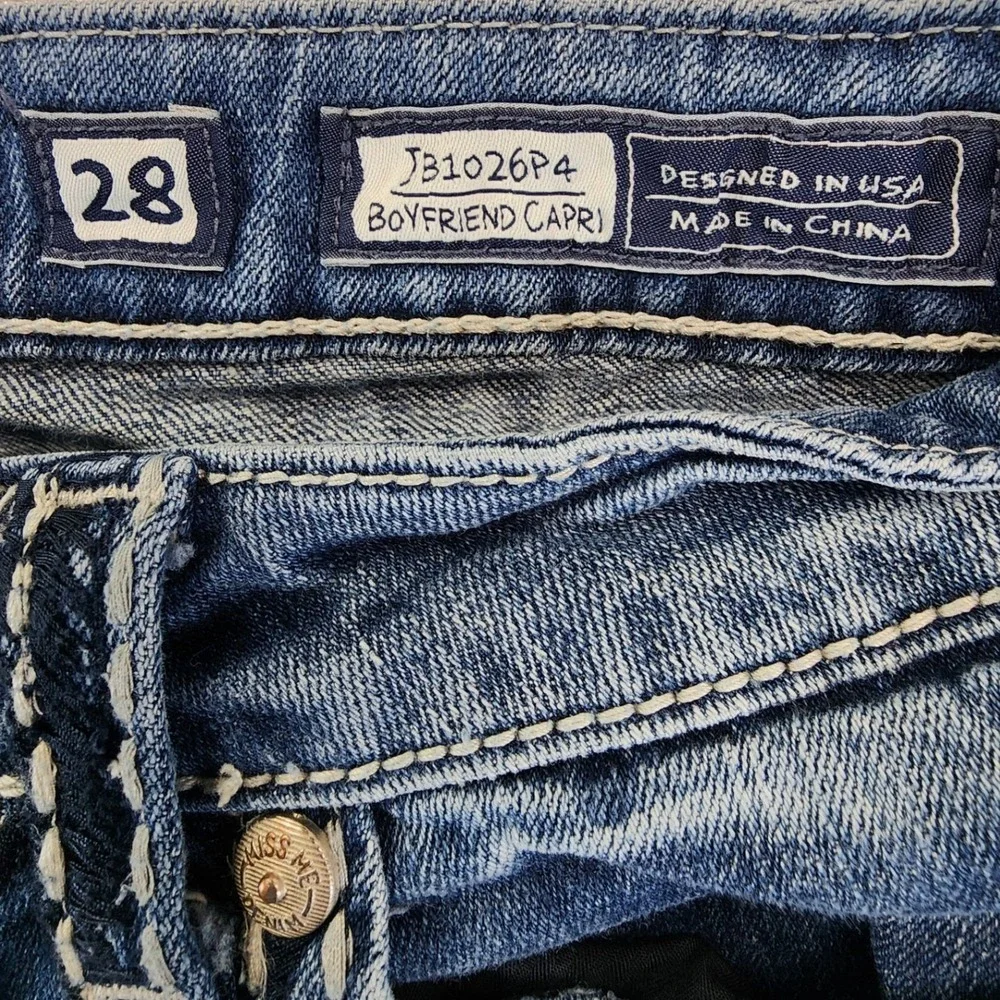 Miss‎ Me Womens 28 Blue Boyfriend Capri JB1026P4 Heavy Stitch Y2K Western Denim
